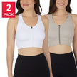 Reflex Women's Seamless Front Zip Sports Bra, 2-pack - White