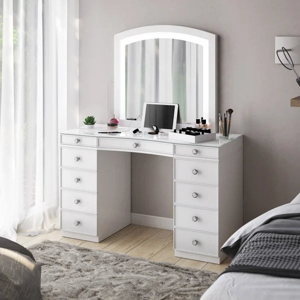 Tresanti Heidi Makeup Table with Adjustable LED Lighted Mirror