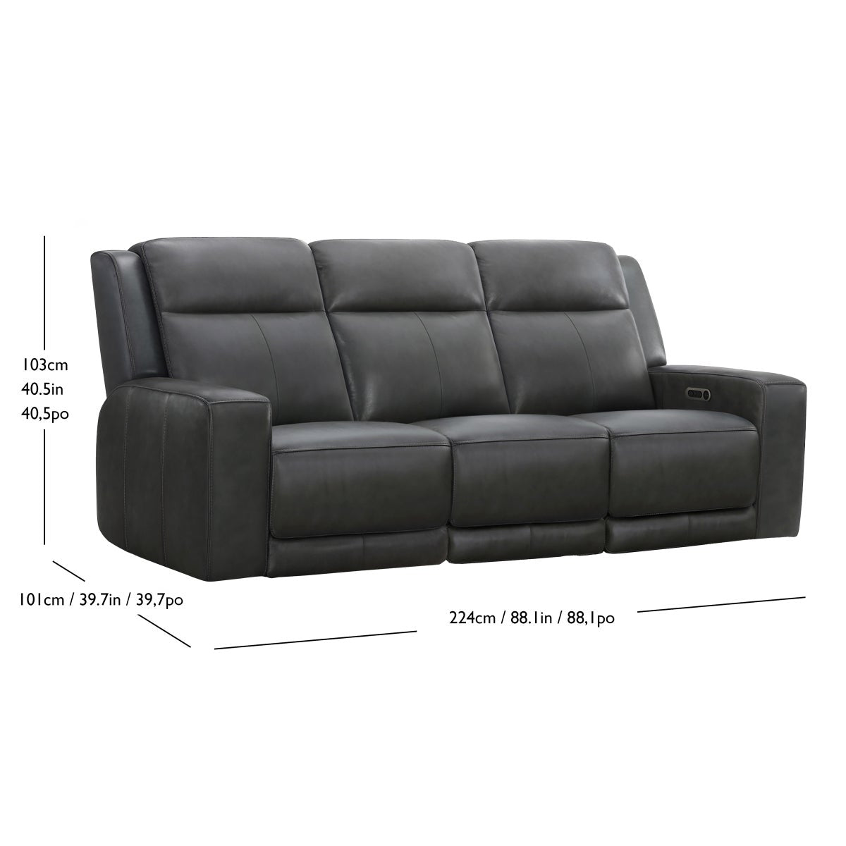 Simon Li Wren Top-grain Leather Power Reclining Sofa