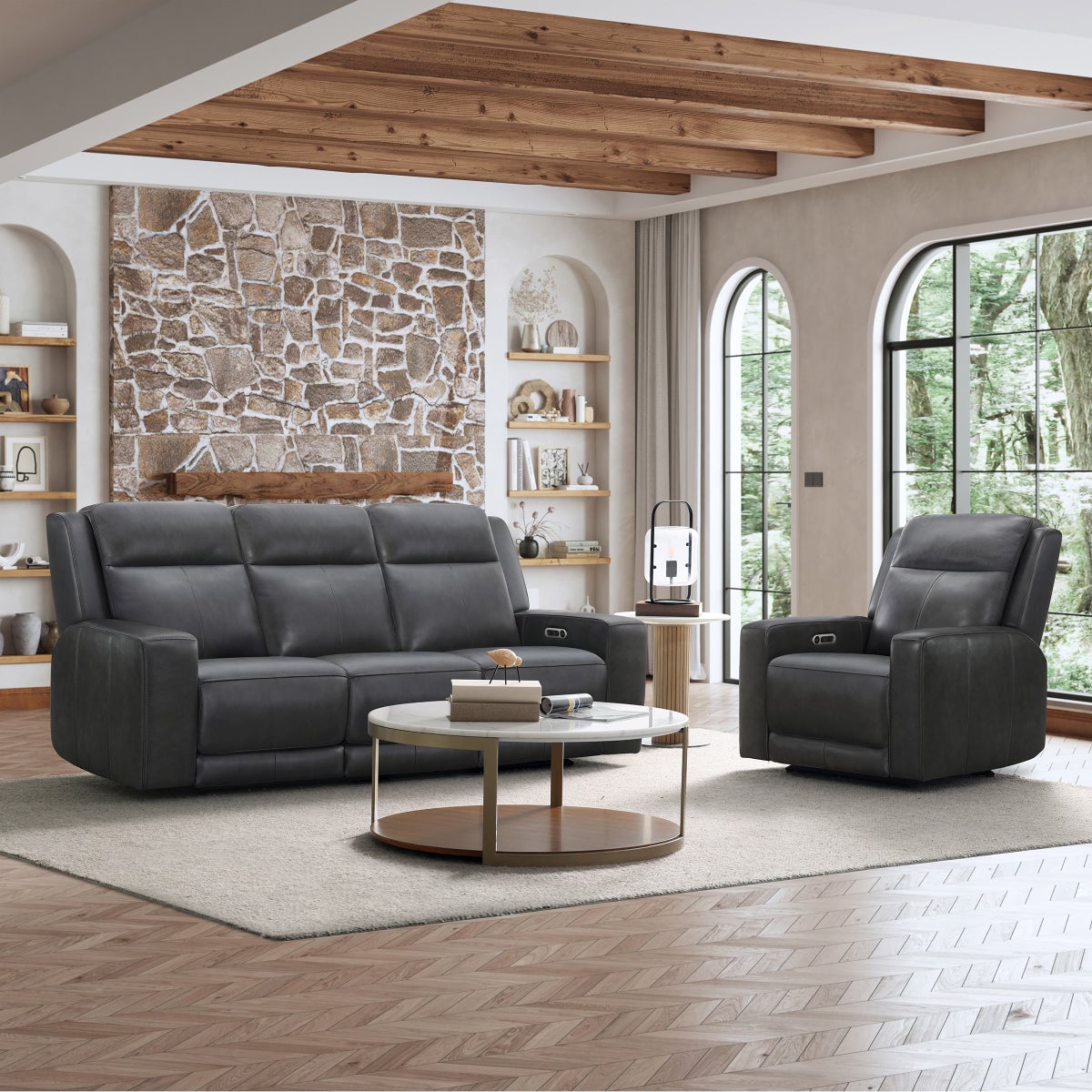 Simon Li Wren Top-grain Leather Power Reclining Sofa