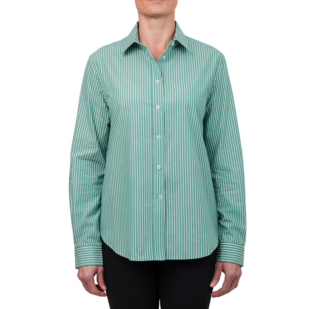 United Colors of Benetton Women’s Supima Cotton Stripe Woven Shirt - Green