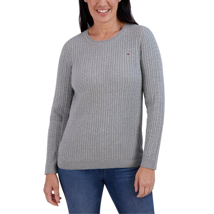 Tommy Hilfiger Women's Long Sleeve Cable Sweater - Dark Grey