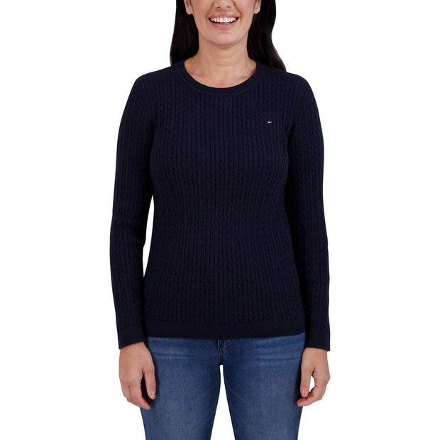 Tommy Hilfiger Women's Long Sleeve Cable Sweater - Navy