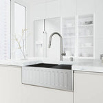 VIGO Oxford Stainless Steel Slotted Front Farmhouse Kitchen Sink Workstation