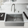 VIGO Oxford Stainless Steel Slotted Front Farmhouse Kitchen Sink Workstation