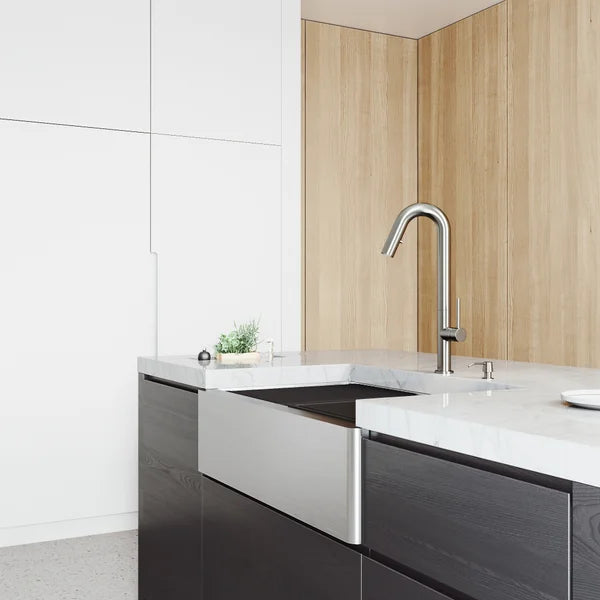 VIGO Oxford Stainless Steel Flat Front Farmhouse Kitchen Sink Workstation