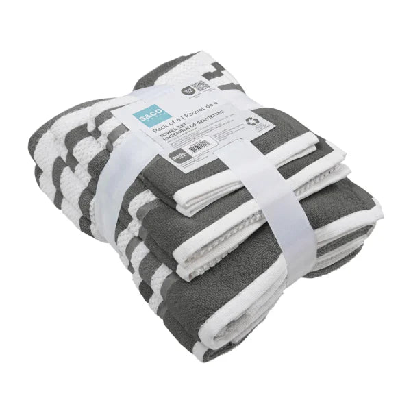 Textured Stripe Towel Set, 6 Piece