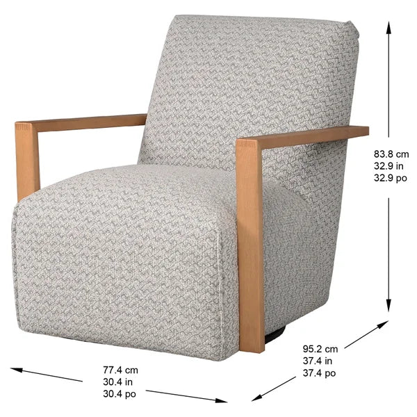 Nice Link – Sierra Fabric Swivel Chair with Wood Arms