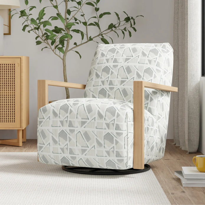 Nice Link – Sierra Fabric Swivel Chair with Wood Arms