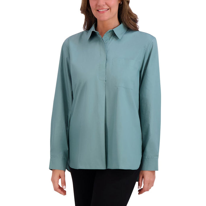 French Connection Women's Henley Blouse - Teal