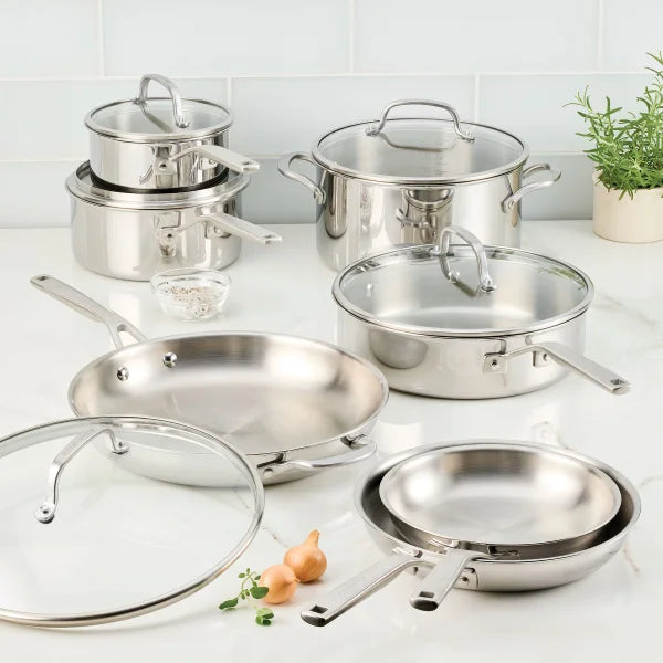 Kitchen Aid 3-Ply Clad Stainless Steel Cookware Set, 12-piecew