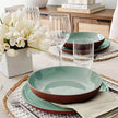 Maxwell & Williams Sienna Teal Stoneware Dinnerware Set, 24-pieces