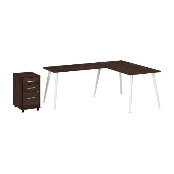 Office Pro Strive L-shaped Desk with Rolling File Cabinet