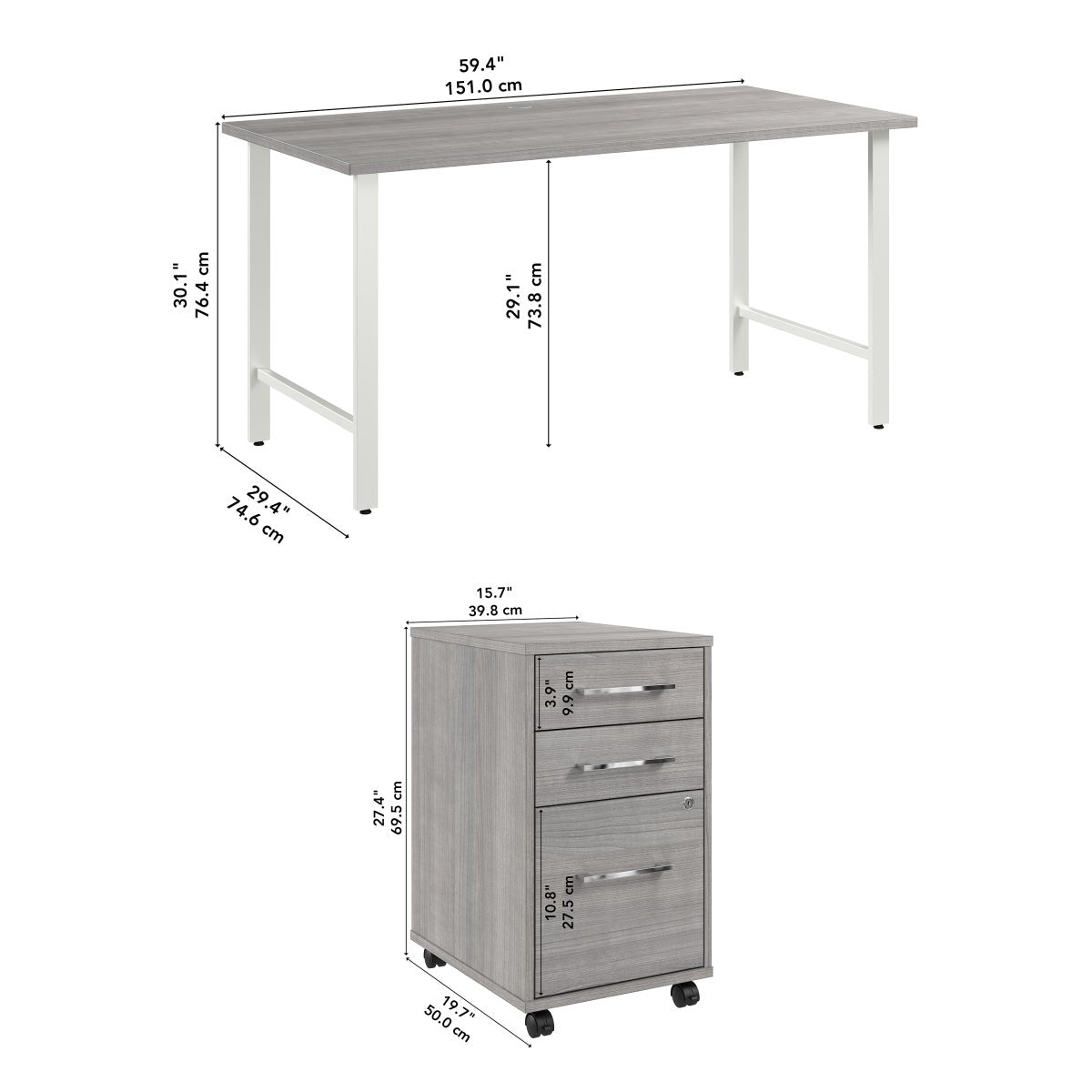 Bush Furniture Office Pro Havin Computer Desk with Mobile File Cabinet