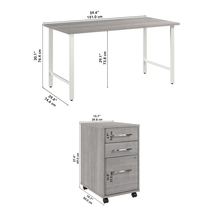 Bush Furniture Office Pro Havin Computer Desk with Mobile File Cabinet