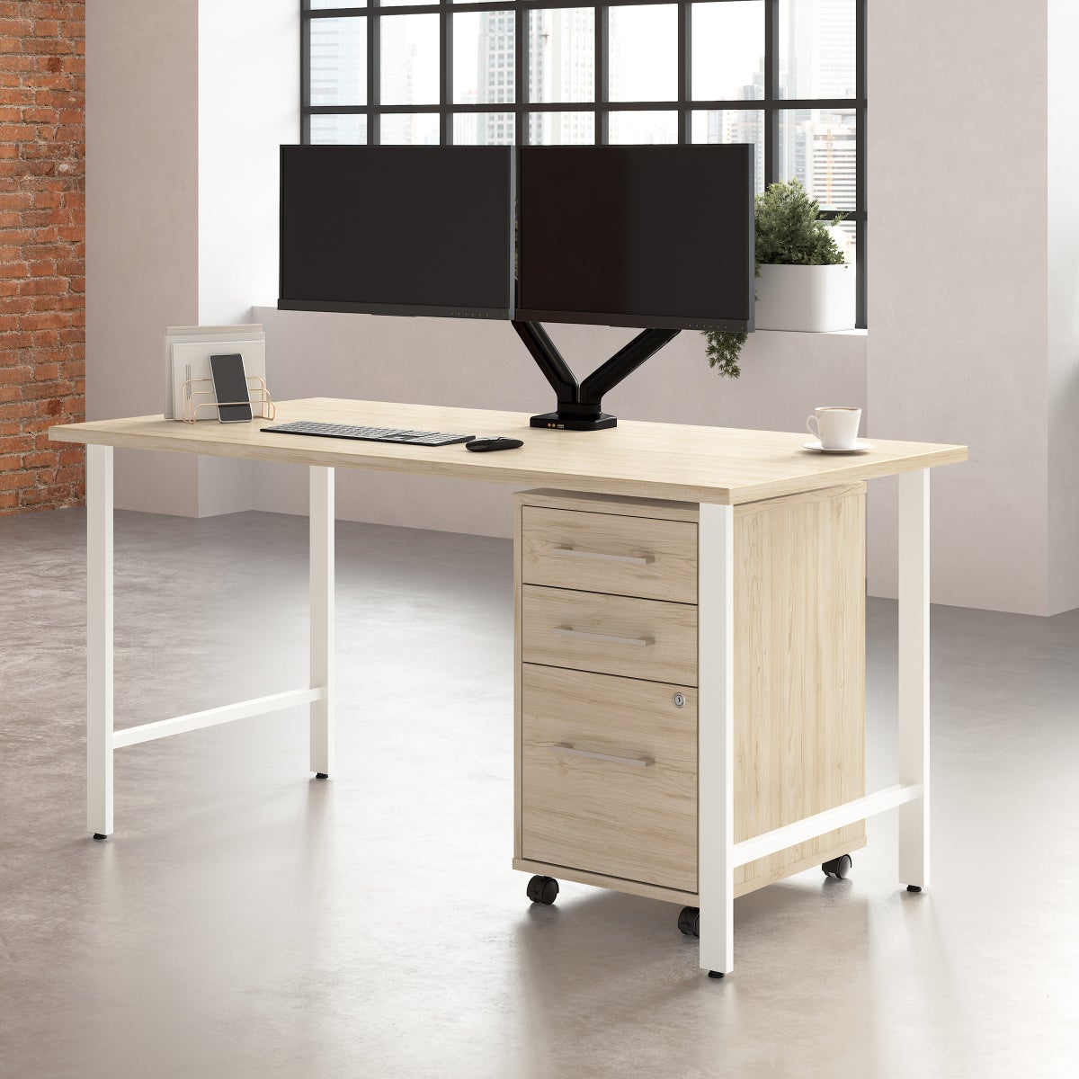 Bush Furniture Office Pro Havin Computer Desk with Mobile File Cabinet