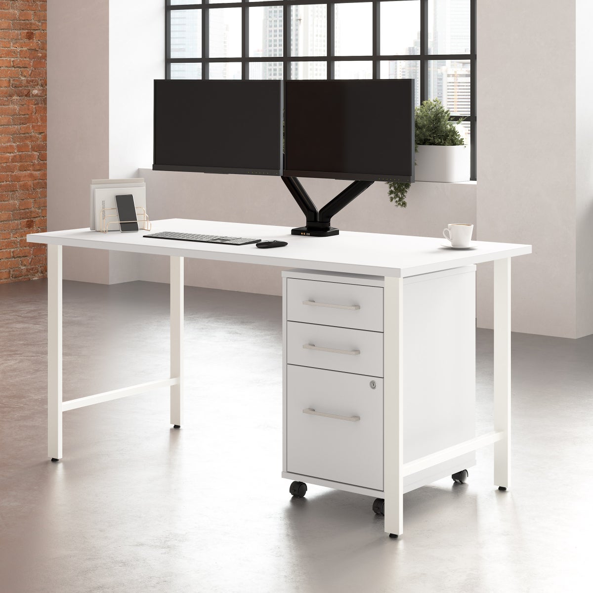 Bush Furniture Office Pro Havin Computer Desk with Mobile File Cabinet