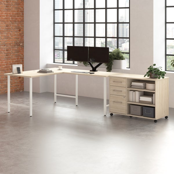 Bush Furniture Office Pro Havin L-shaped Desk with Mobile Storage Cabinet