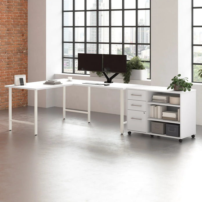 Bush Furniture Office Pro Havin L-shaped Desk with Mobile Storage Cabinet