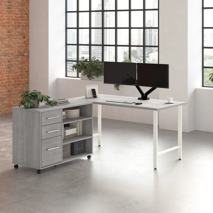 Bush Furniture Office Pro Havin 152.4 cm (60 in.) Computer Desk with Mobile Storage Cabinet
