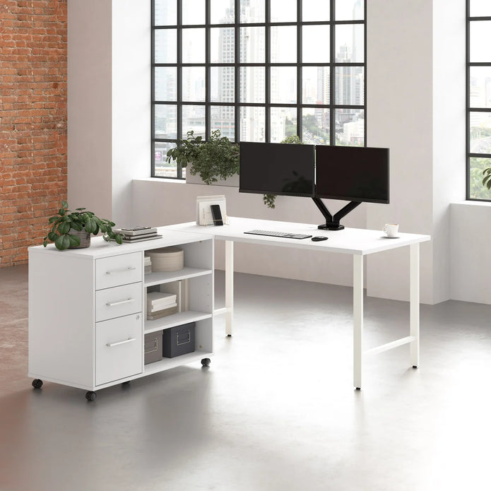 Bush Furniture Office Pro Havin 152.4 cm (60 in.) Computer Desk with Mobile Storage Cabinet