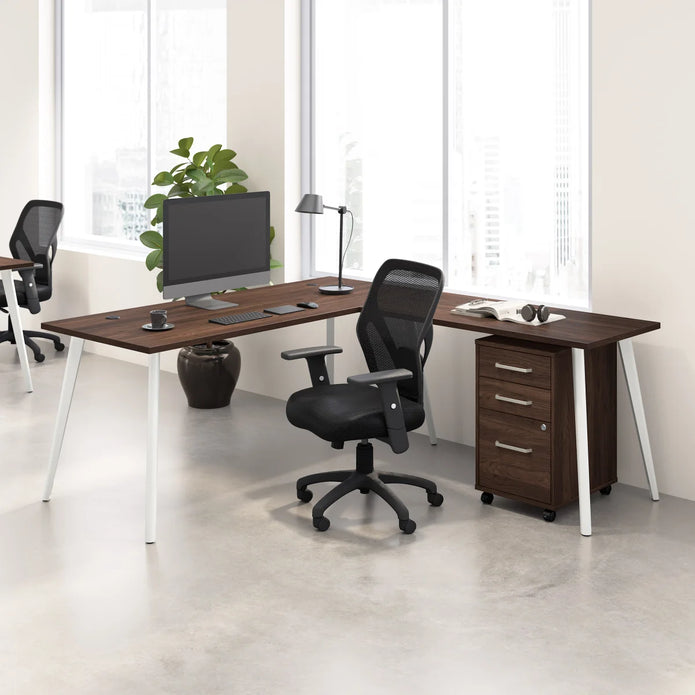 Office Pro Strive L-shaped Desk with Mobile File Cabinet
