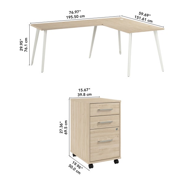 Office Pro Strive L-shaped Desk with Mobile File Cabinet