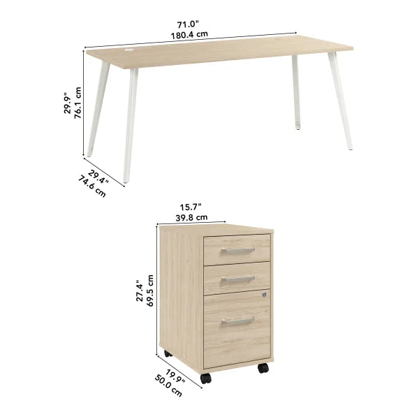 Office Pro Strive 181.34 cm (71 in.) Computer Desk with Mobile File Cabinet