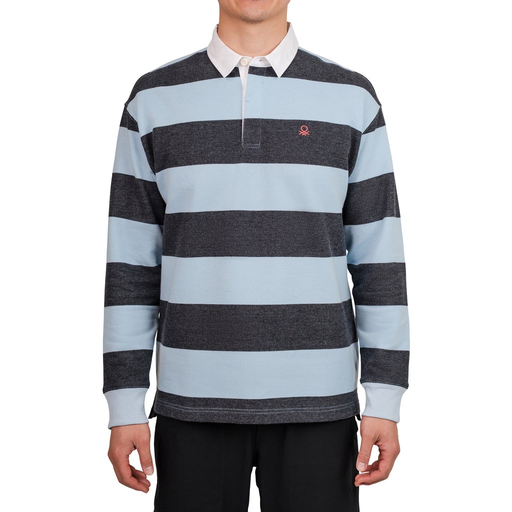 United Colors of Benetton Men's Long Sleeve Rugby Sweater - Light Blue