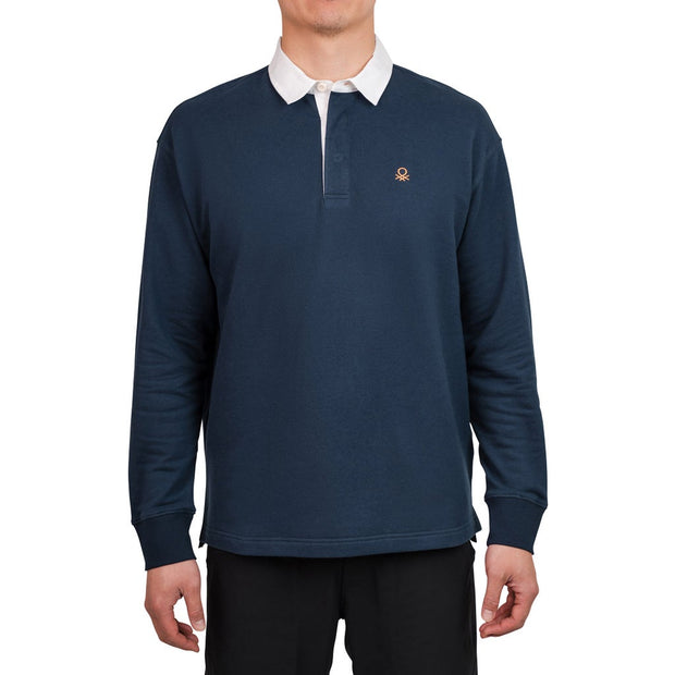 United Colors of Benetton Men's Long Sleeve Rugby Sweater - Navy