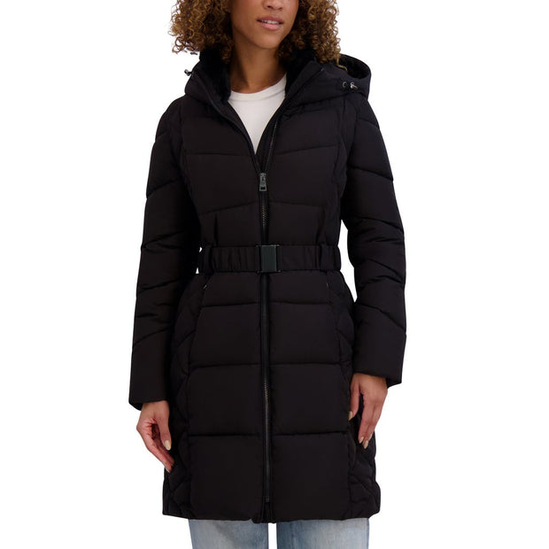 Andrew Marc Women's Belted Long Jacket - Black