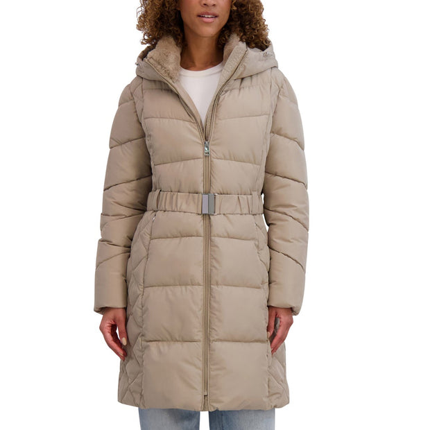 Andrew Marc Women's Belted Long Jacket - Taupe