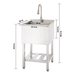 TRINITY Stainless Steel Utility Sink with Shelf and Pullout Faucet