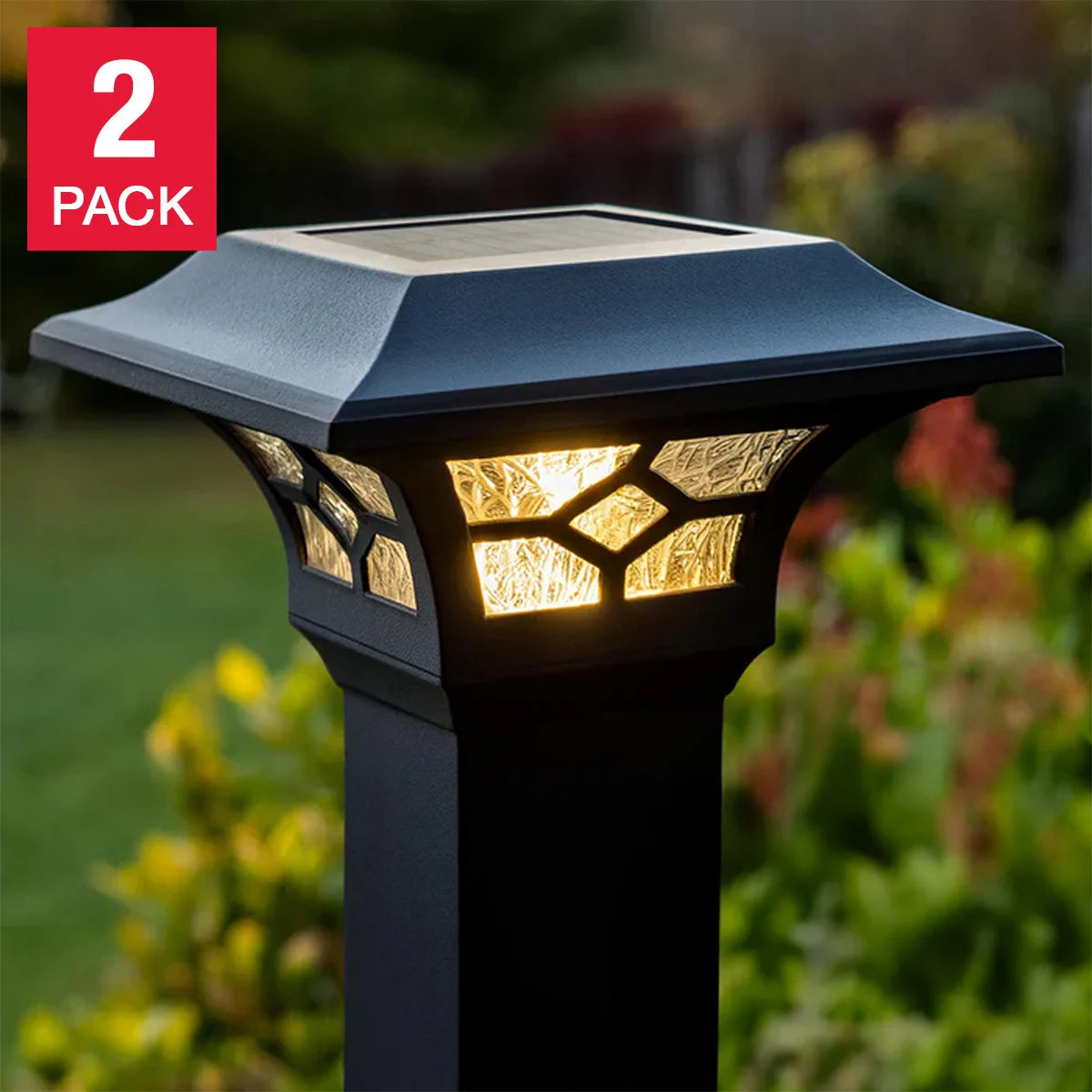 Classy Caps Kingston Dual Lighted Solar Post Cap, 2-pack