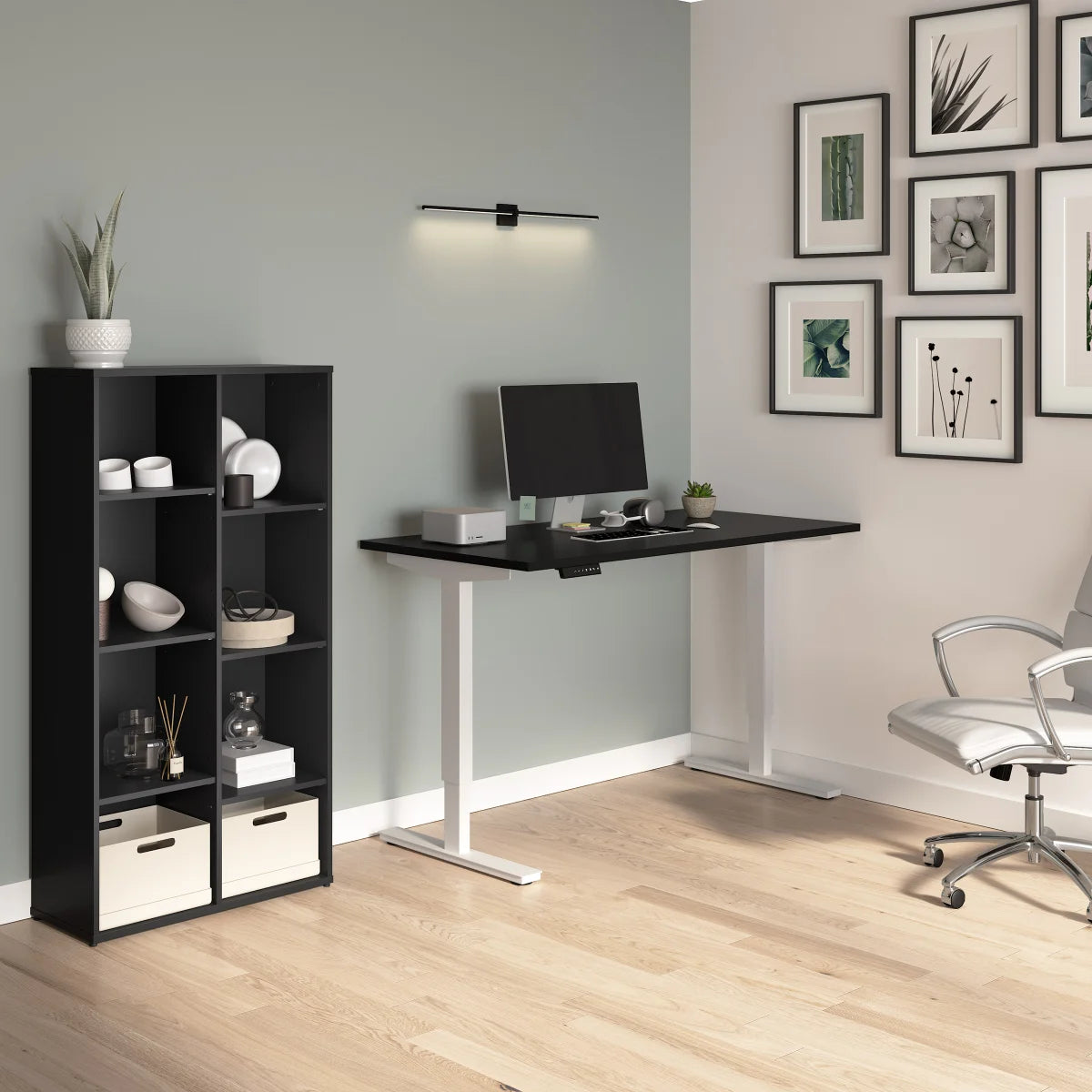 Bestar Viva 150.6 cm (59.3 in.) Height Adjustable Desk with Bookcase