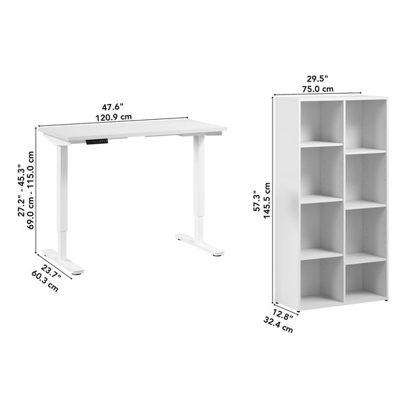 Bestar Viva 120.9 cm (47.6 in.) Height Adjustable Desk with Bookcase