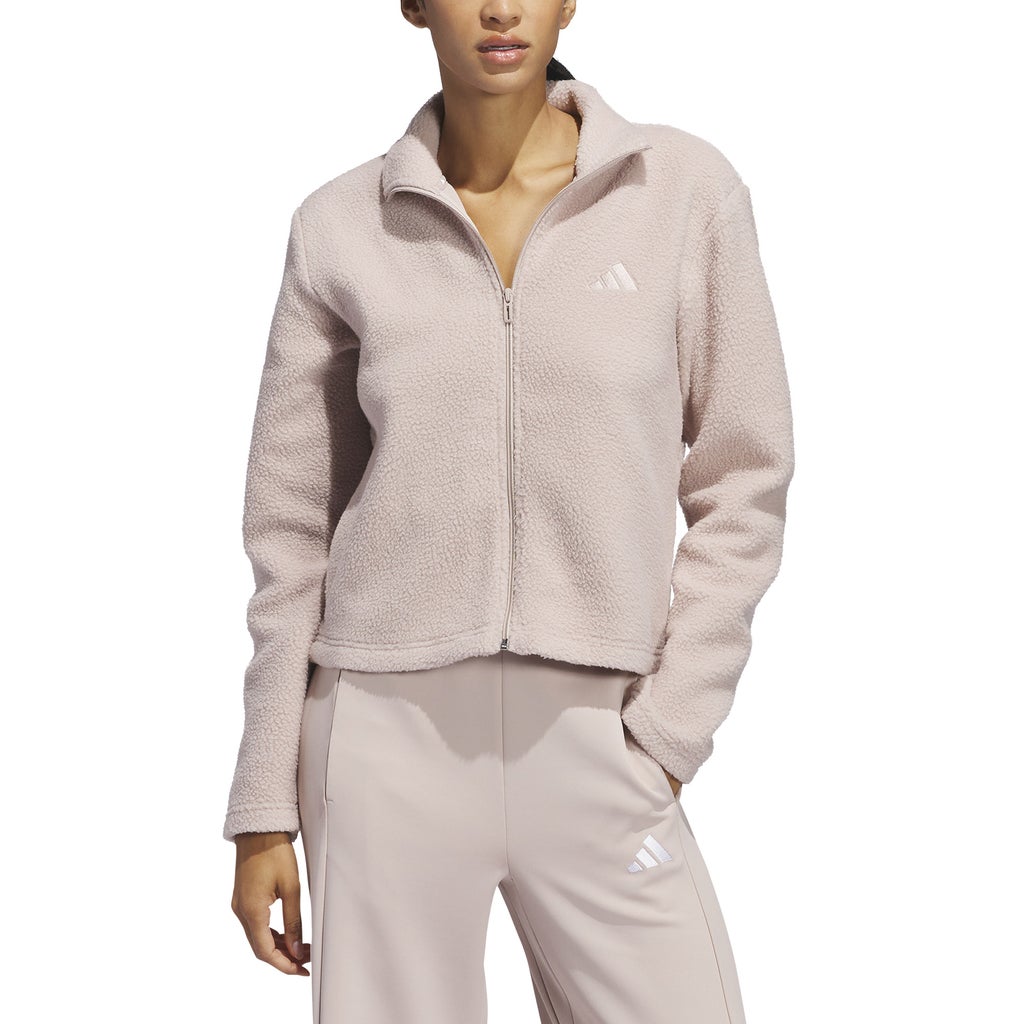 adidas Women's Fleece Full Zip Sherpa Jacket - Taupe