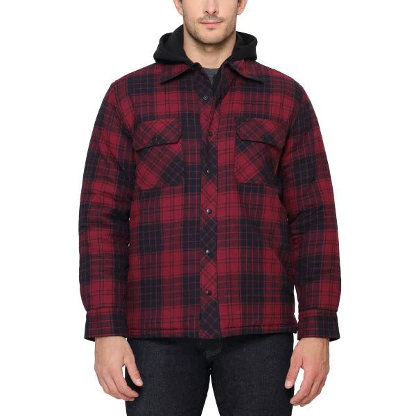 The B.C. Clothing Co. Men’s Quilted Flannel Overshirt With Hood