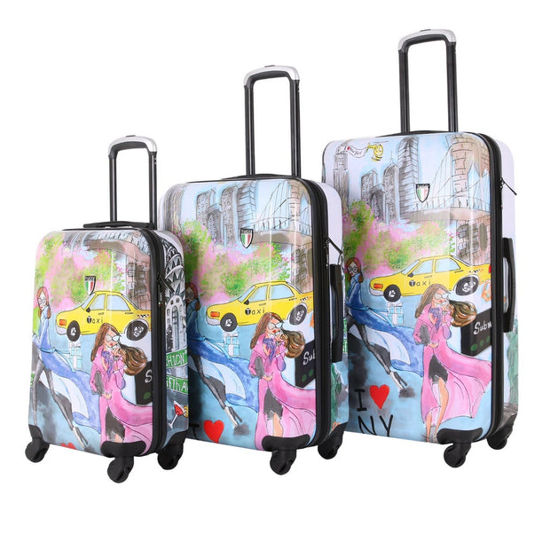 Tucci - Art Print 3-piece Hardside Expandable Spinner Luggage Set