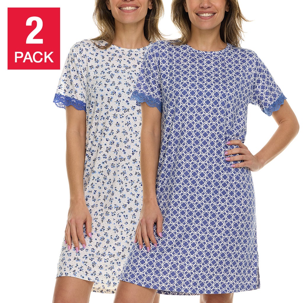 Flora Nikrooz Women's Sleep Dress, 2-pack - Blue