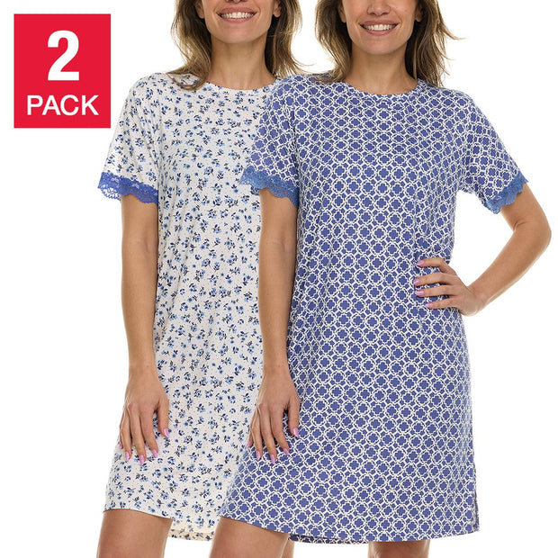 Flora Nikrooz Women's Sleep Dress, 2-pack - Blue