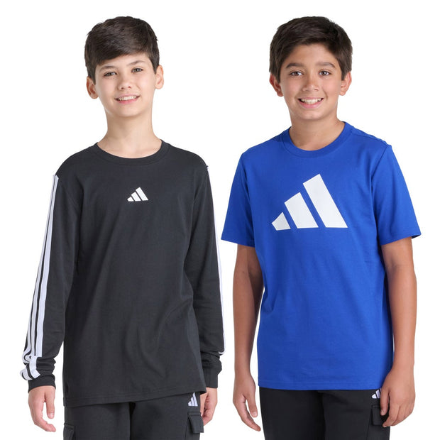 adidas Boys Long Sleeve and Short Sleeve Set - Black