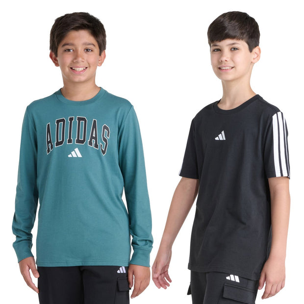 adidas Boys Long Sleeve and Short Sleeve Set - Green