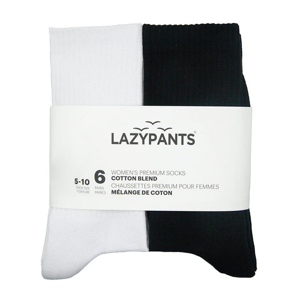 LAZYPANTS Women’s Premium Cotton Socks, 6-pairs - Grey
