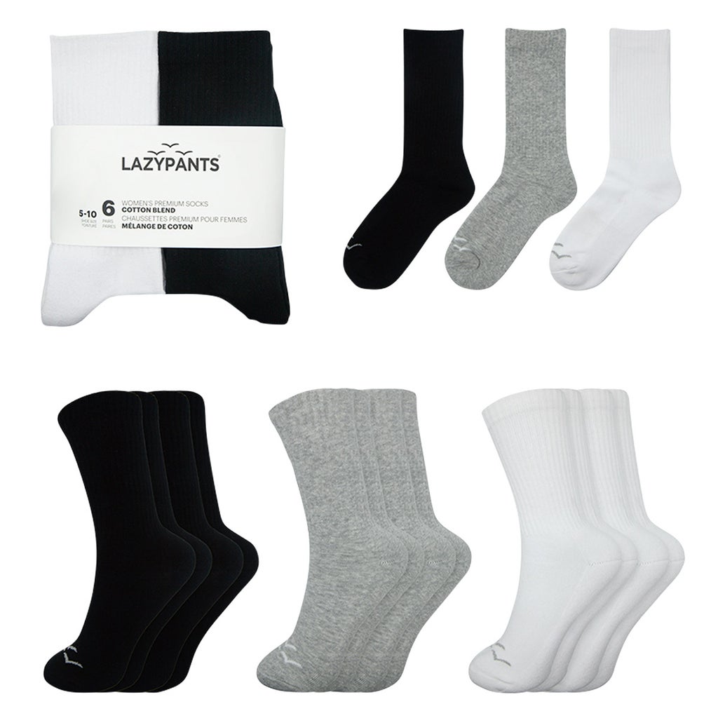 LAZYPANTS Women’s Premium Cotton Socks, 6-pairs