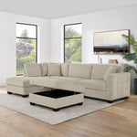 Thomasville Left-hand Facing Fabric Sectional with Storage Ottoman