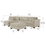 Thomasville Left-hand Facing Fabric Sectional with Storage Ottoman