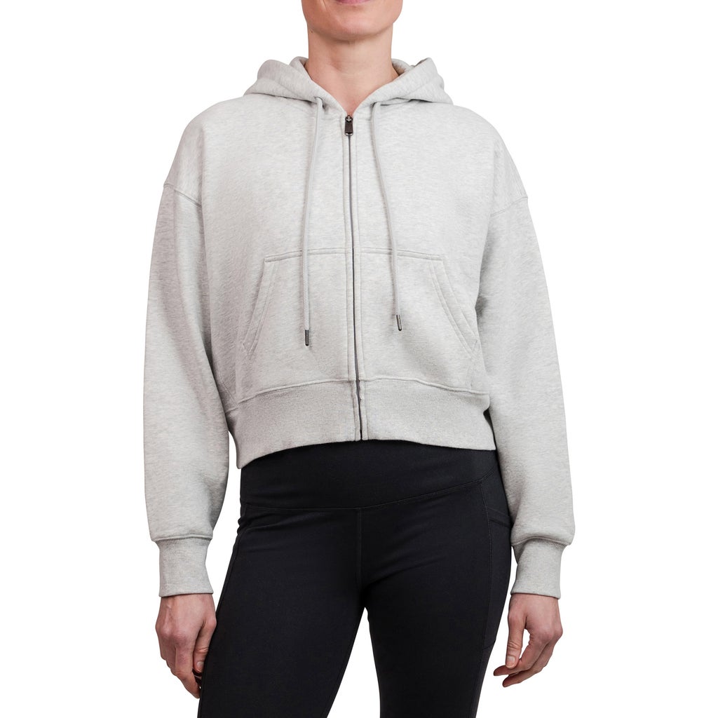Tuff Athletics Women’s Cotton Fleece Cropped Full Zip - Grey