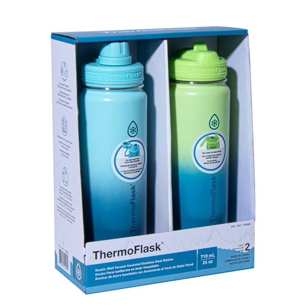 Thermoflask 710 mL (24 oz.) Stainless Steel Bottle, 2-pack