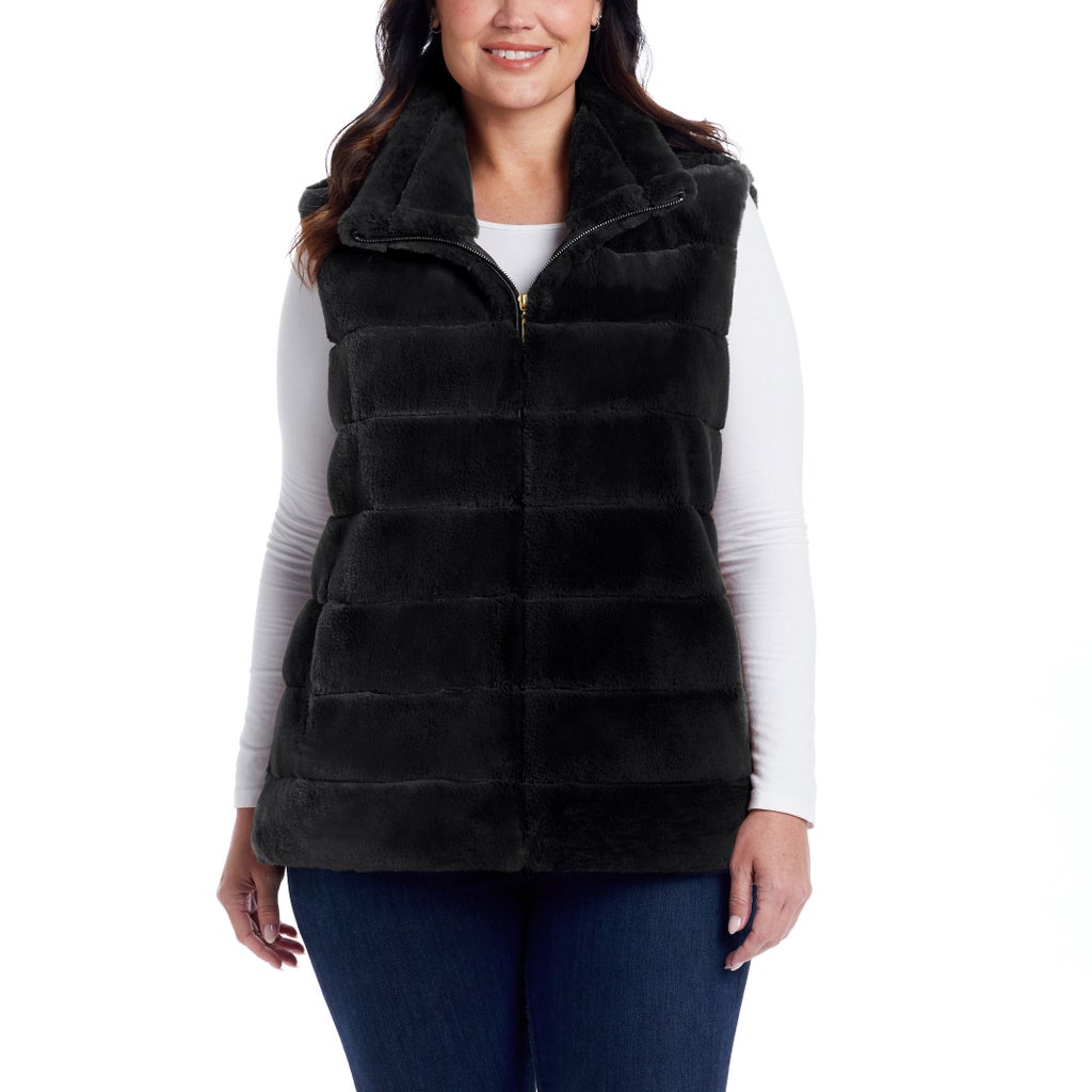 Weatherproof Women's Faux Fur Vest - Black